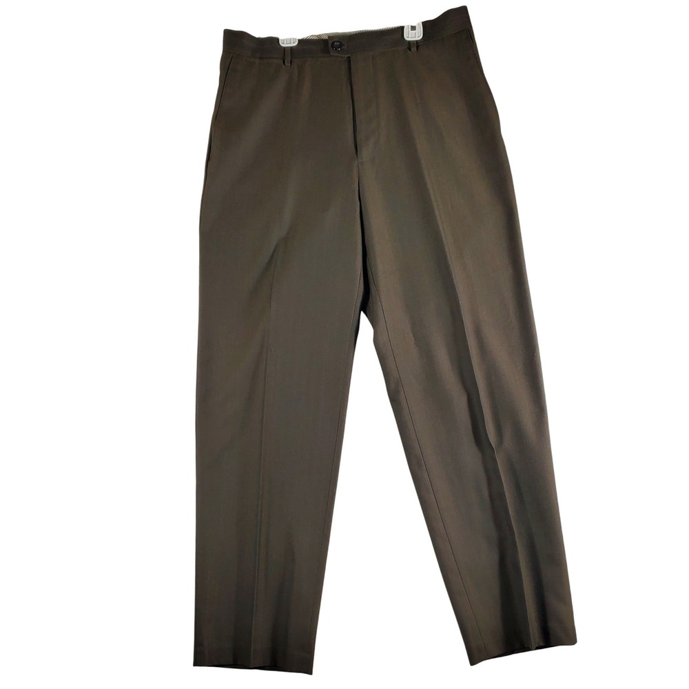 VAN HEUSEN STUDIO Men's‎ Gray Pinstripe Flat Front Dress Pants 34W 32L NWT